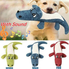 Linen Plush Crocodile Dog Toy: Squeaky Chew